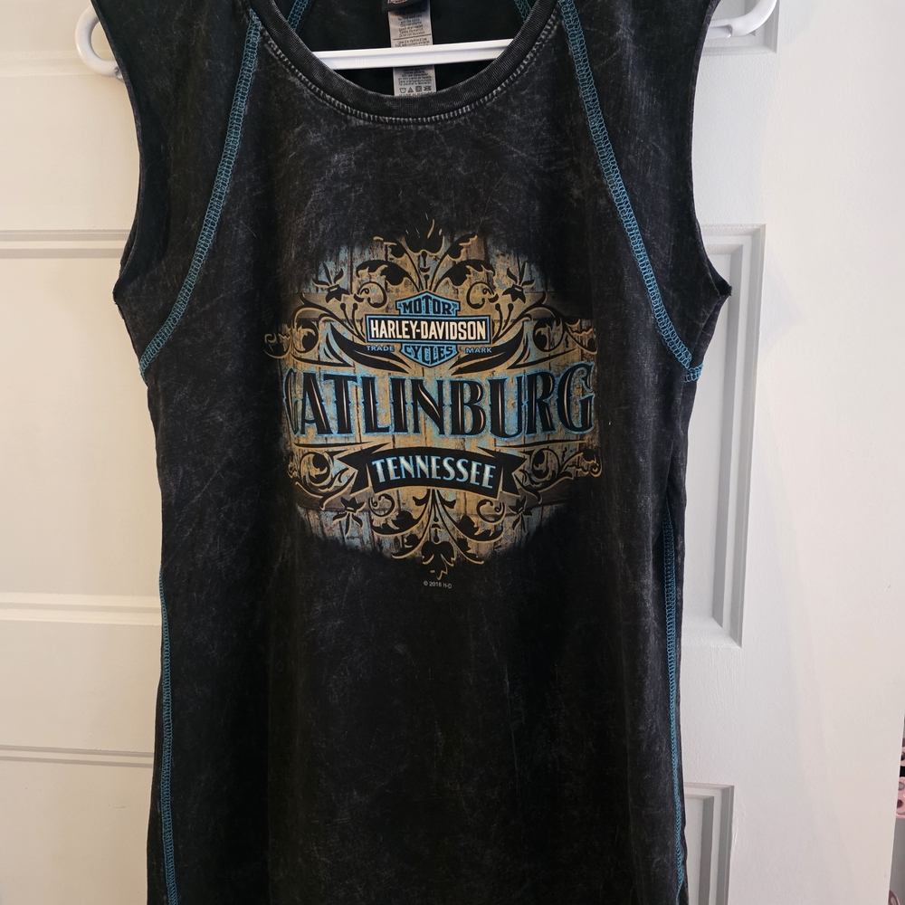 Harley-Davidson Charcoal Tee with Teal Accents